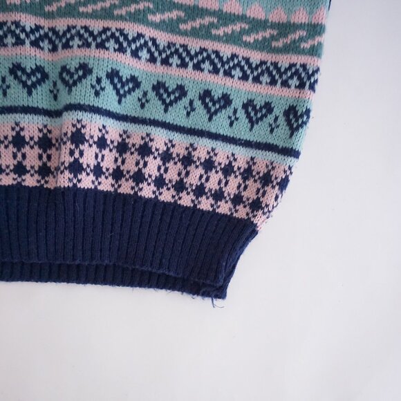 Vintage Perspective Sweater Fair Isle Knit Pink Blue Navy Striped 90s Preppy S - Picture 10 of 13